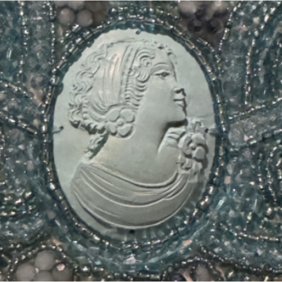 Beaded  Blue Cameo Necklace - Picture 6 of 6